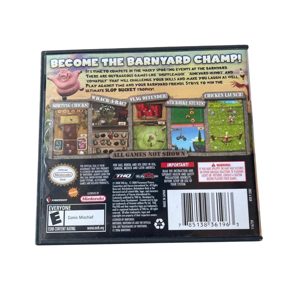 Back at the Barnyard Slop Bucket Games Nintendo DS Nickelodeon THQ CIB 2008